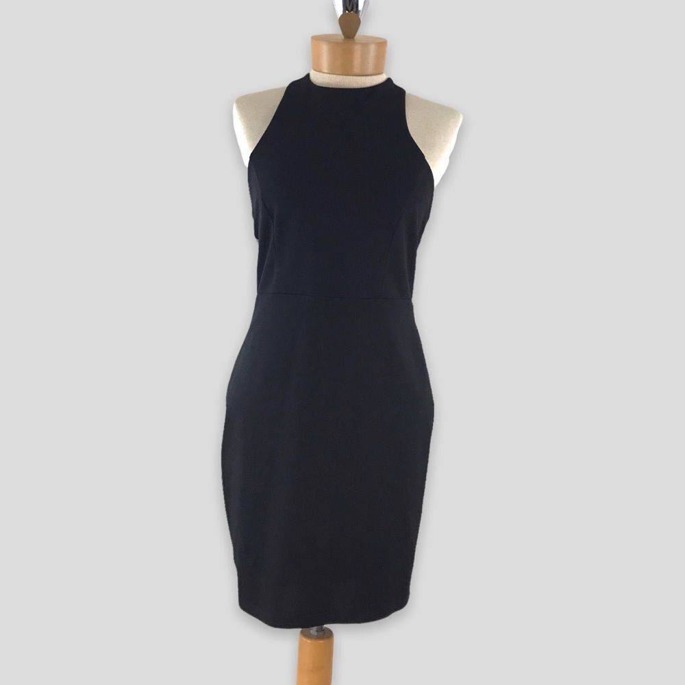 Lulu’s Women's M High Neck T-Strap Mini Dress‎ Black Cocktail Party Date LBD